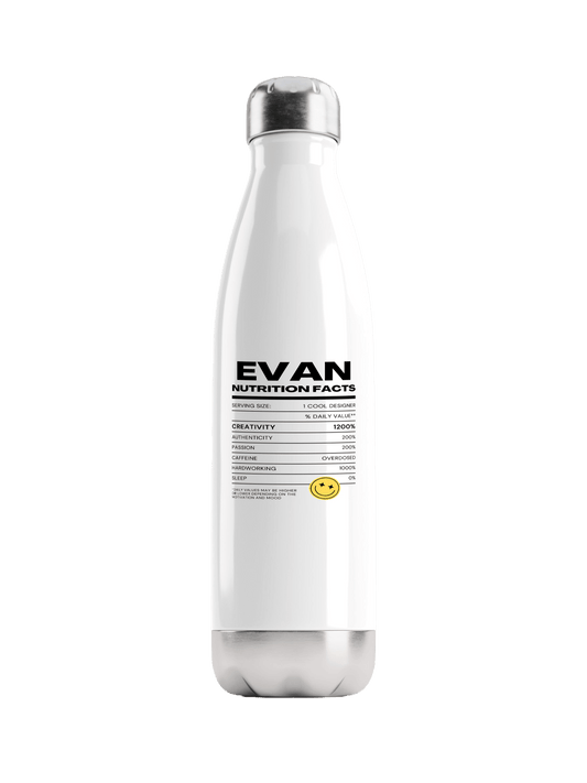 EVAN Personalized Water Bottle - Nutrition Facts Design