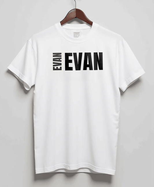 Personalized "EVAN" Designer T-Shirt in Elegant Black and Grey