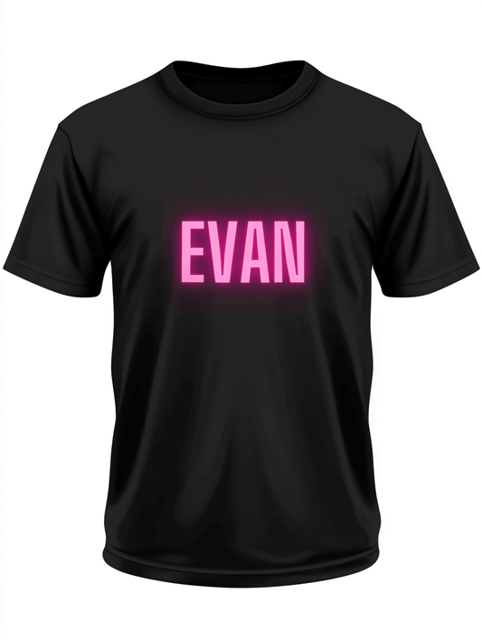 Personalized Graphic Tee in Black: Custom "EVAN" Design
