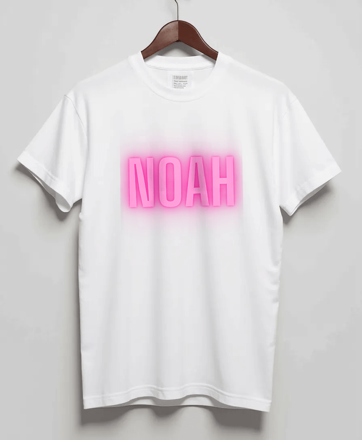 Custom 'NOAH' Printed T-Shirt in Vibrant Pink & Green Design