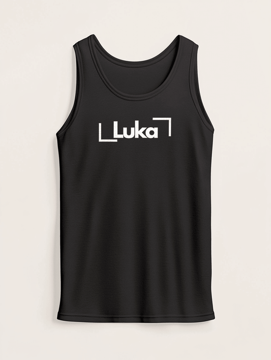 Personalized "LUKA" Tank Top: Black & Modern Minimalist Design