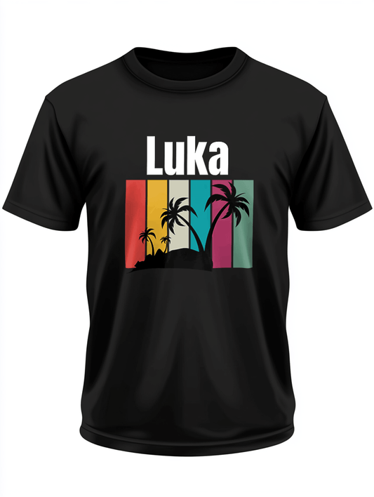 Custom Tropical Paradise T-Shirt with LUKA in Bold White