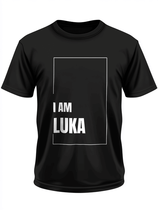I AM LUKA" Personalized Statement Black T-Shirt - Customizable Apparel