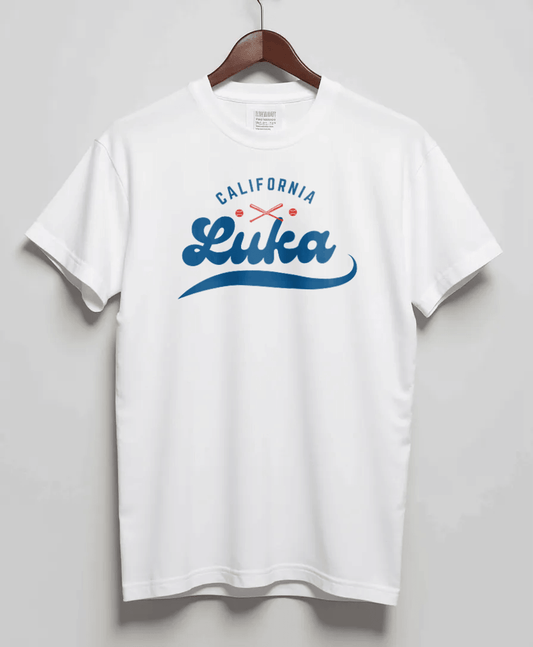 Personalized LUKA White T-Shirt: 'LUKA' & 'California' Design