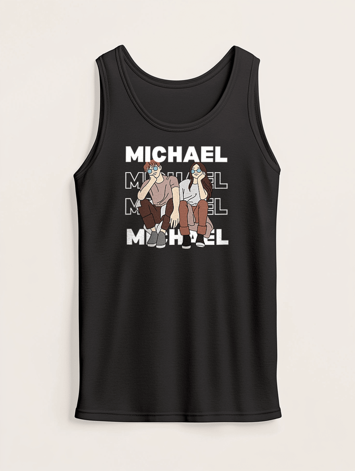 MICHAEL Personalized Tank Top - Trendy Illustration