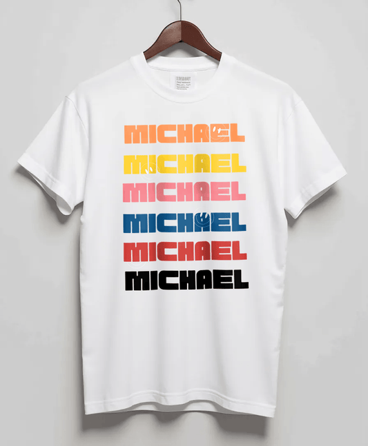 MICHAEL Personalized Multi-Color Text T-Shirt
