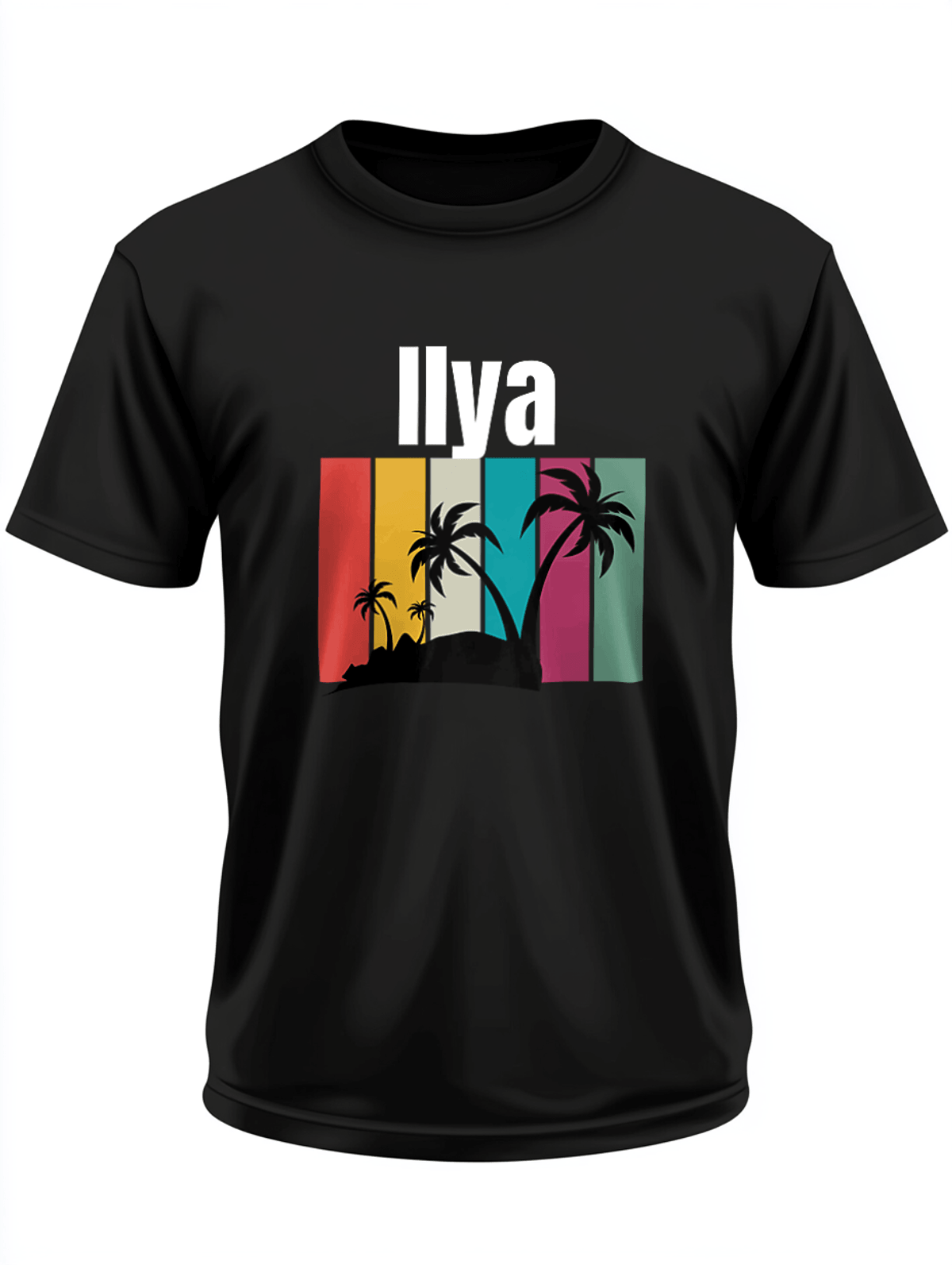 Custom Tropical Paradise T-Shirt with ILYA in Bold White