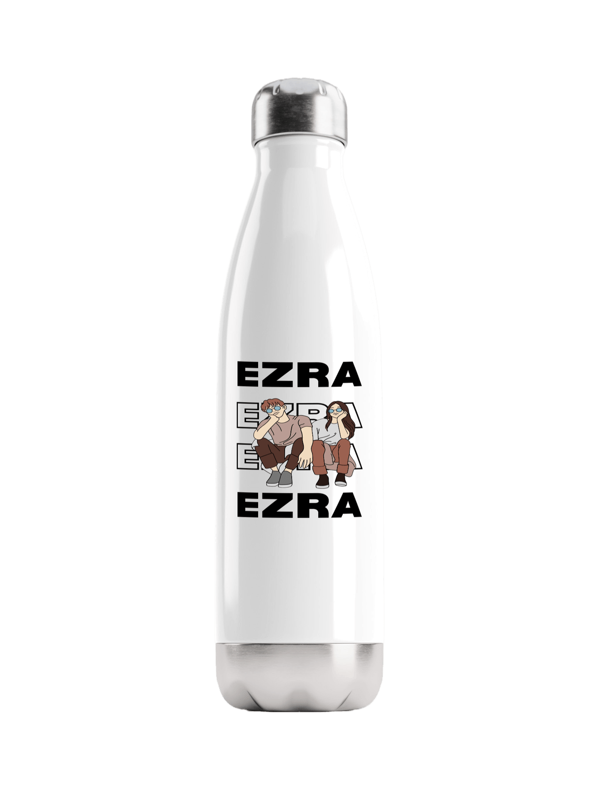 Custom EZRA Water Bottle with Cartoon Trio Design