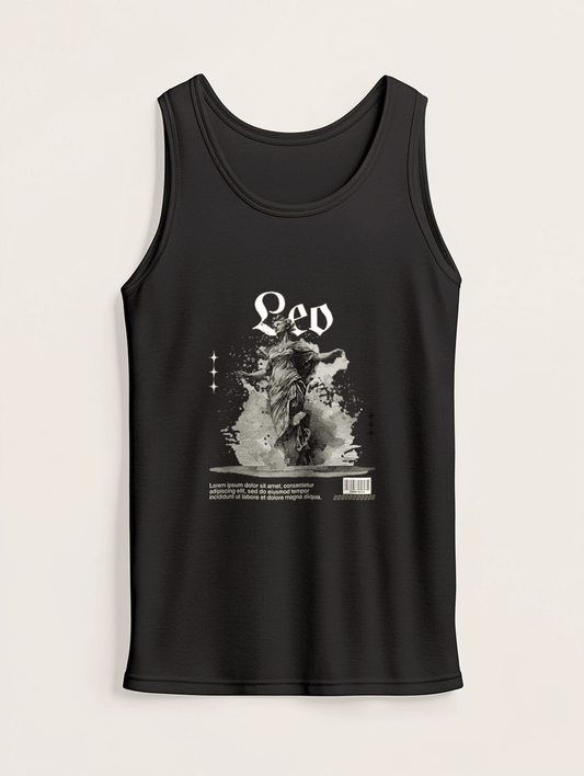 Personalized Black Tank Top with Unique LEO Design