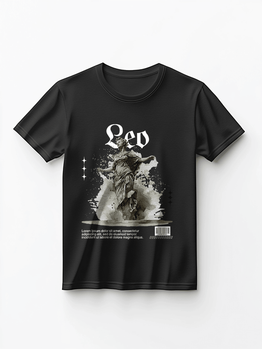 LEO" Personalized Black T-Shirt with Unique Artistic Design - Customize with LEO