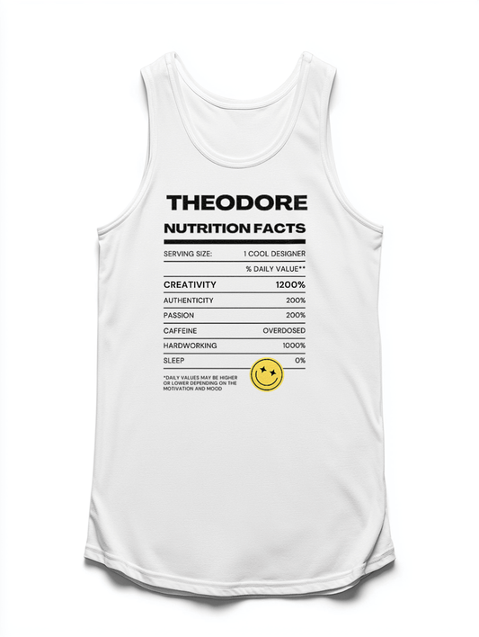 THEODORE's Personalized 'Nutrition Facts' Tank Top