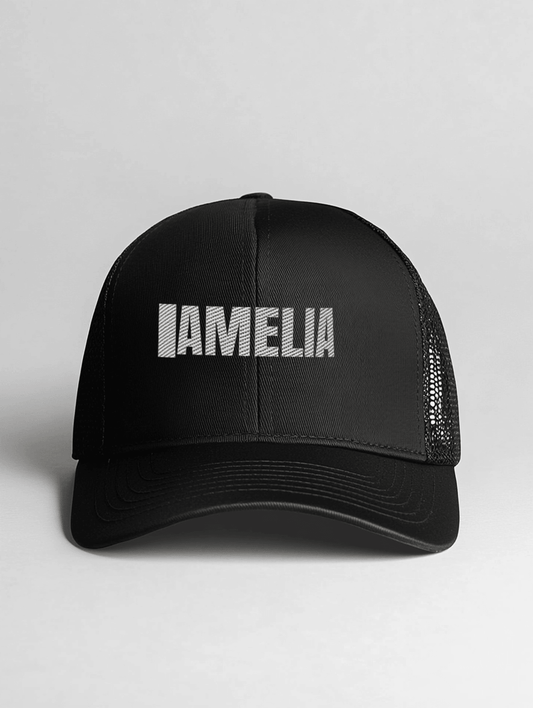 AMELIA Personalized Black Cap - Classic Mesh Design