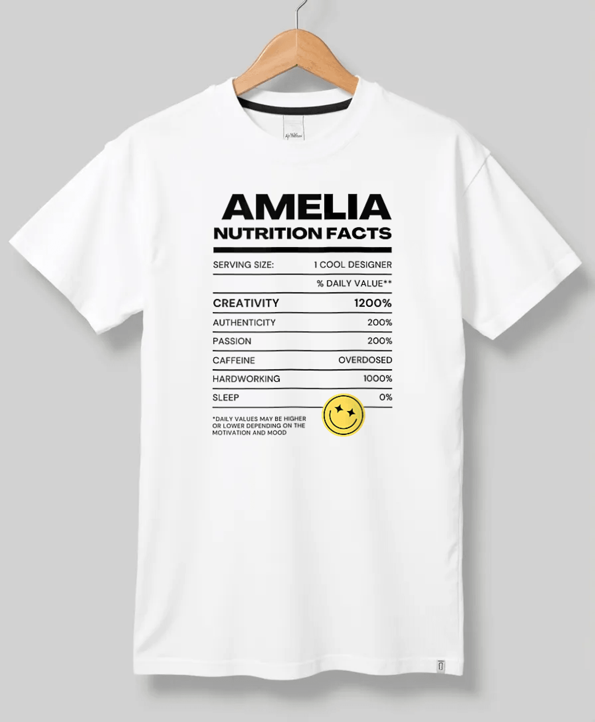 AMELIA's Personalized Nutrition Facts T-shirt