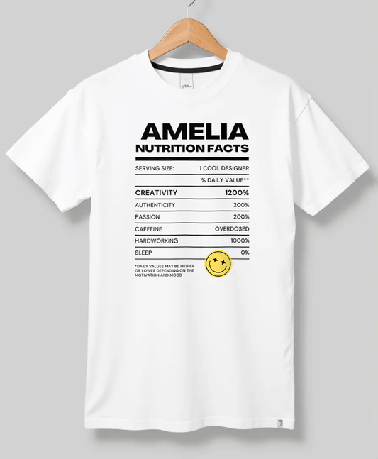 AMELIA's Personalized Nutrition Facts T-shirt