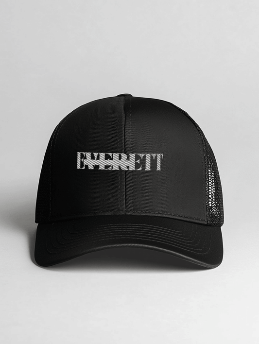 EVERETT's Sleek Black Trucker Hat