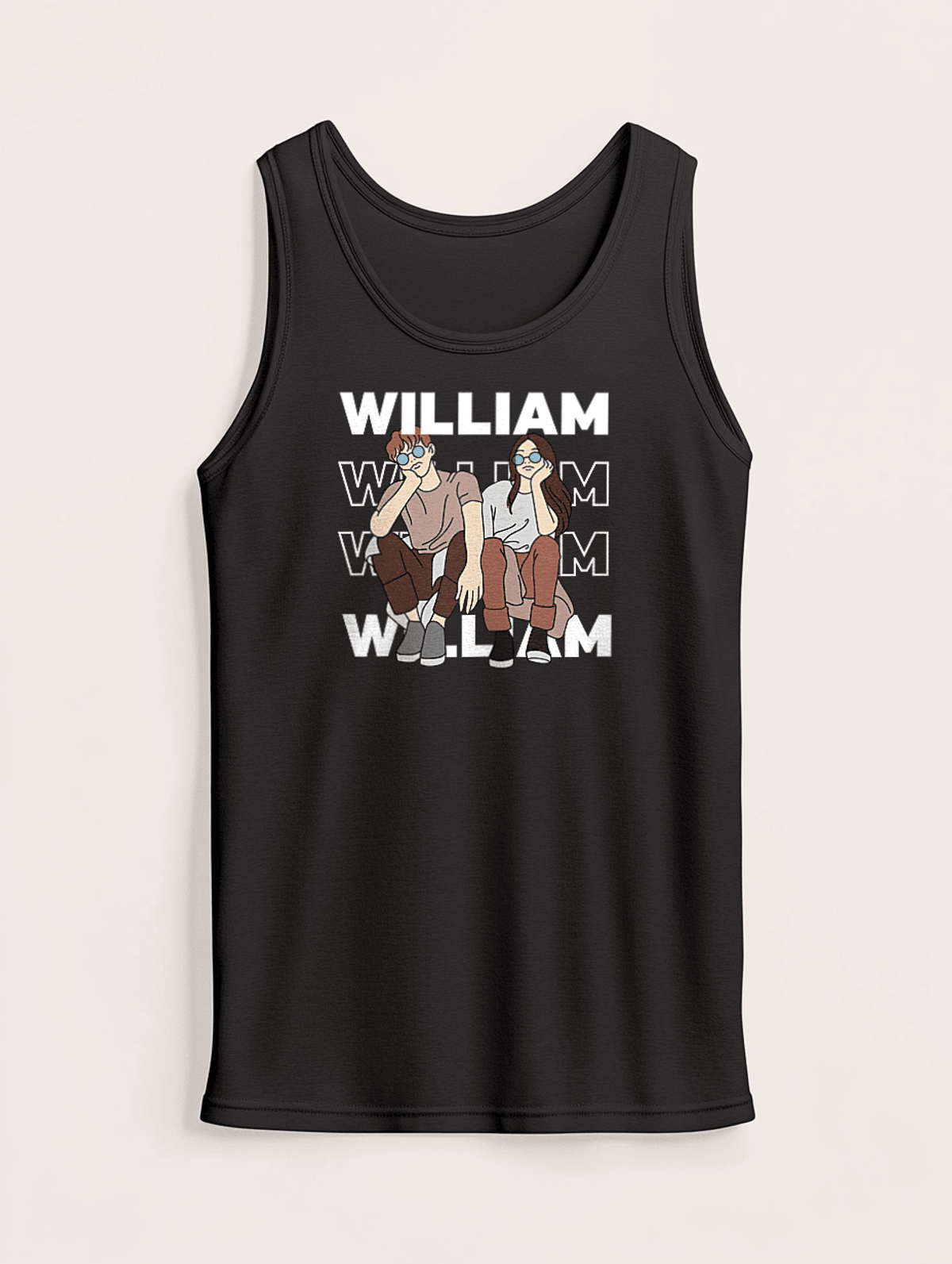WILLIAM Personalized Tank Top - Trendy Illustration
