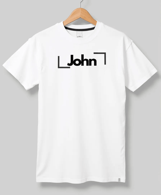 Personalized JOHN Uniqueness Tee - JOHN Design on Premium White T-shirt