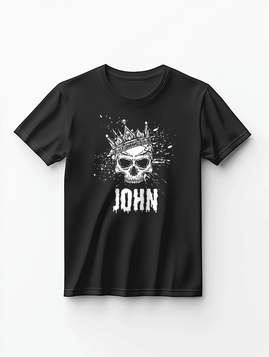 JOHN Custom Crowned Skull Black T-shirt - Personalized Style Statement