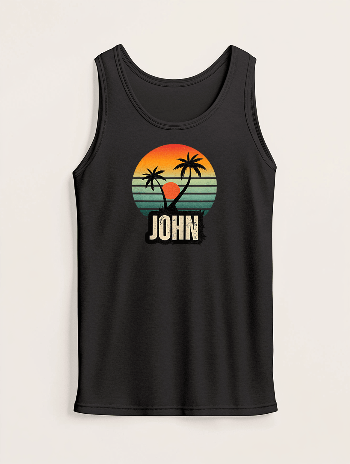 Personalized Sunset Designed Tank Top with JOHN