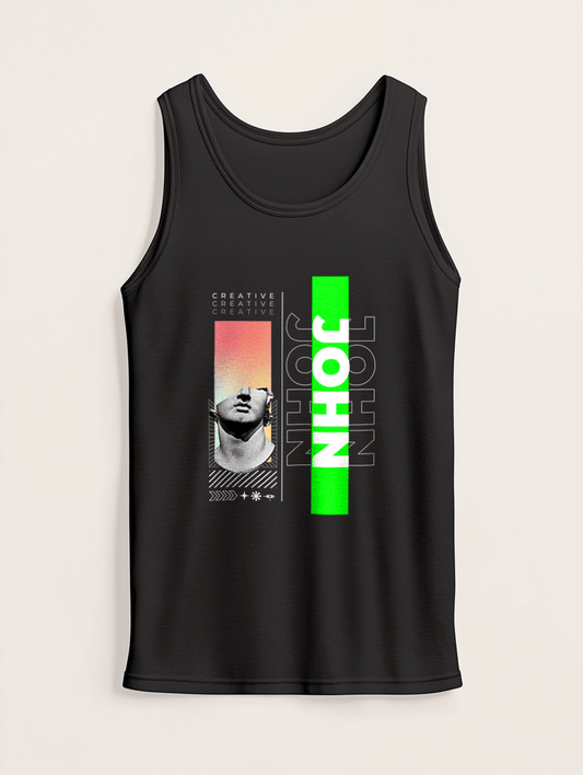 Custom "JOHN" Design Black Tank Top - Unique, Stylish & Comfortable