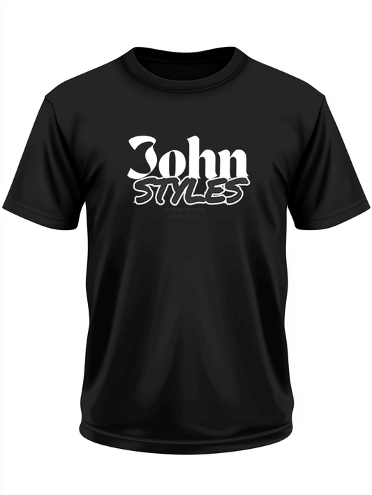 Personalized JOHN T-Shirt - Modern Black & White Design