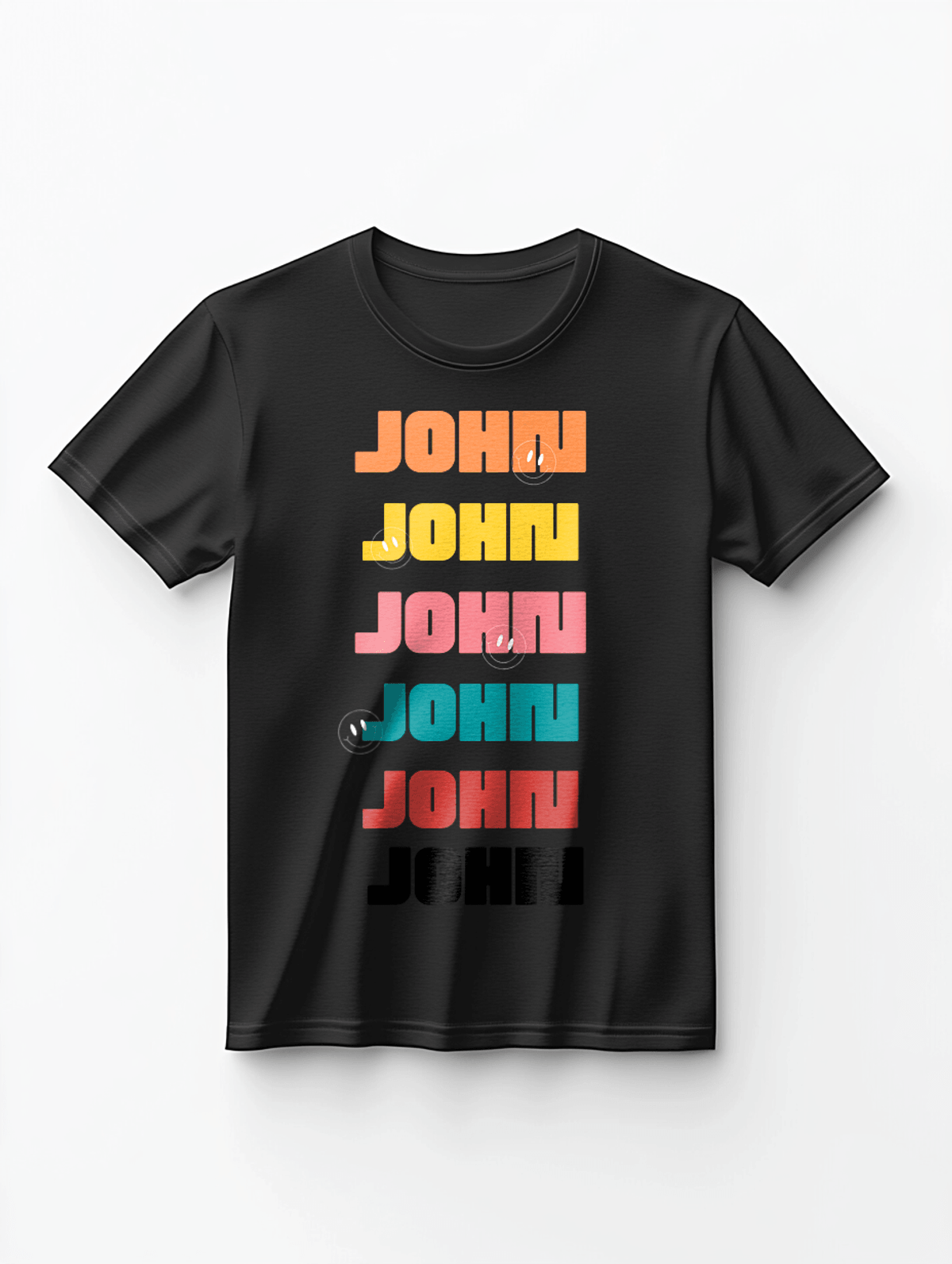 Personalized 'JOHN' T-Shirt: Multicolor, Fun, & Unique!
