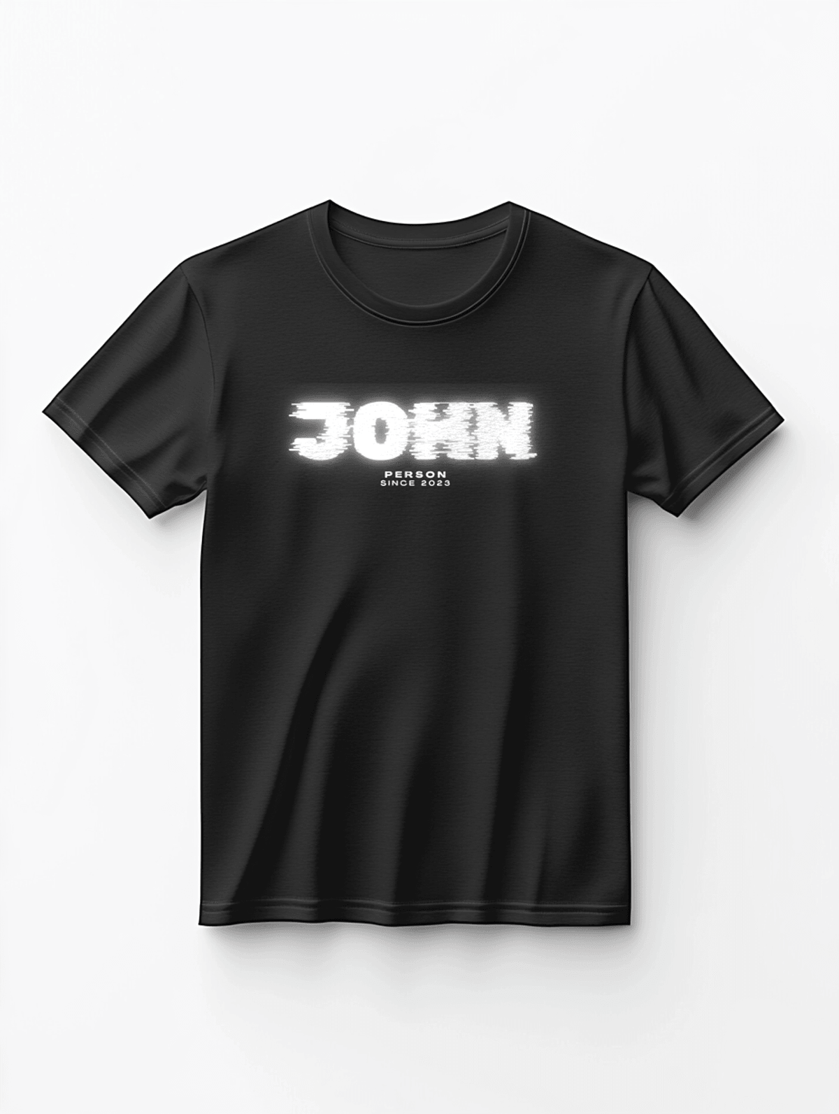 Personalized Black T-shirt with Artful JOHN Design and Inspiring Quote