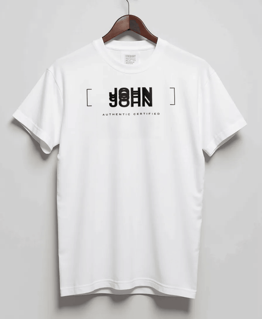 Authentic Certified" Personalized T-Shirt featuring JOHN