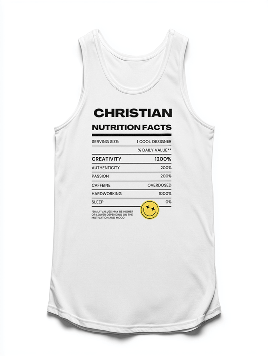 CHRISTIAN's Personalized 'Nutrition Facts' Tank Top