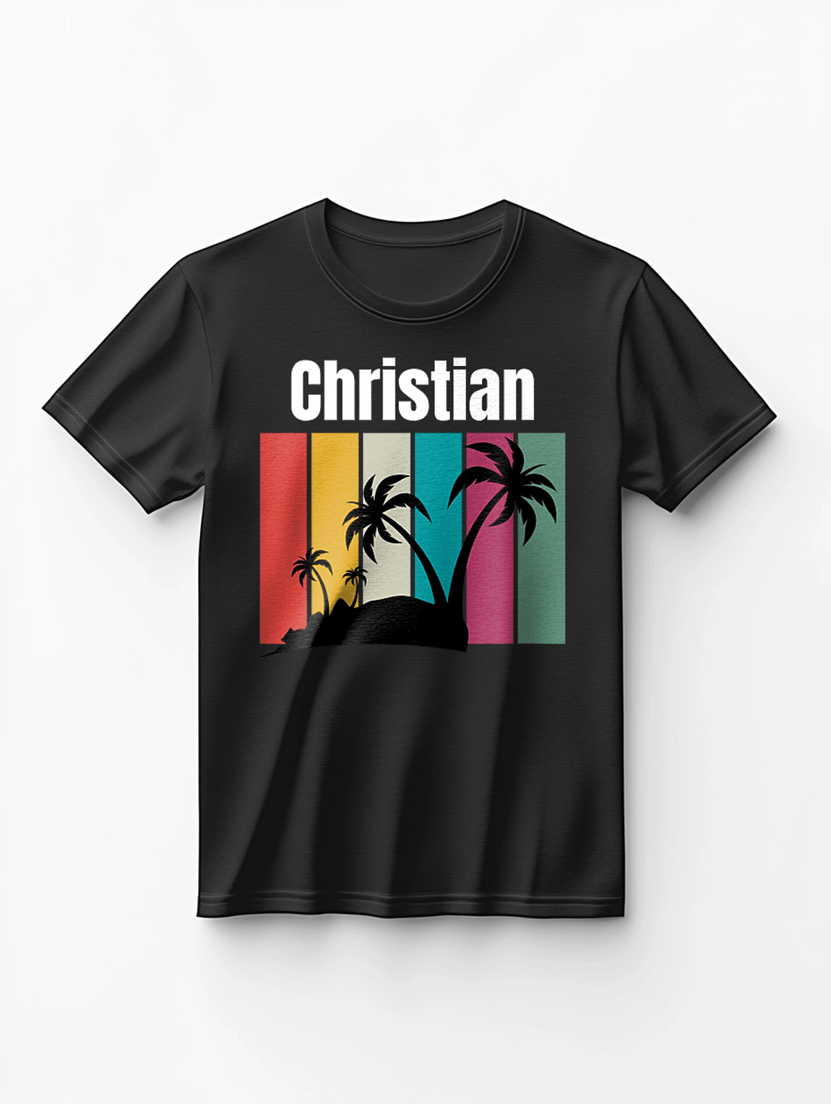 CHRISTIAN's Personalized Retro Sunset T-Shirt