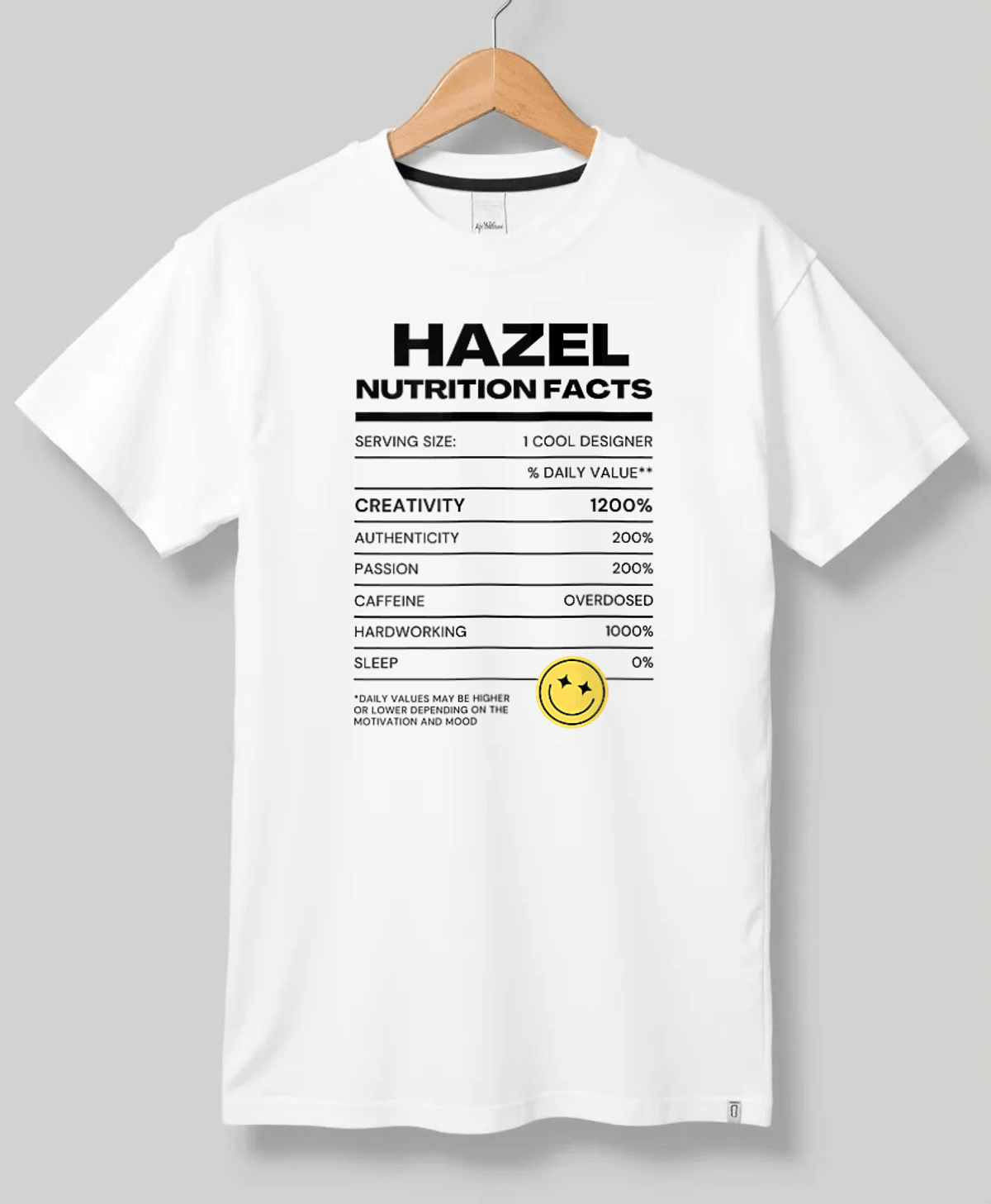 HAZEL's Personalized Nutrition Facts T-shirt
