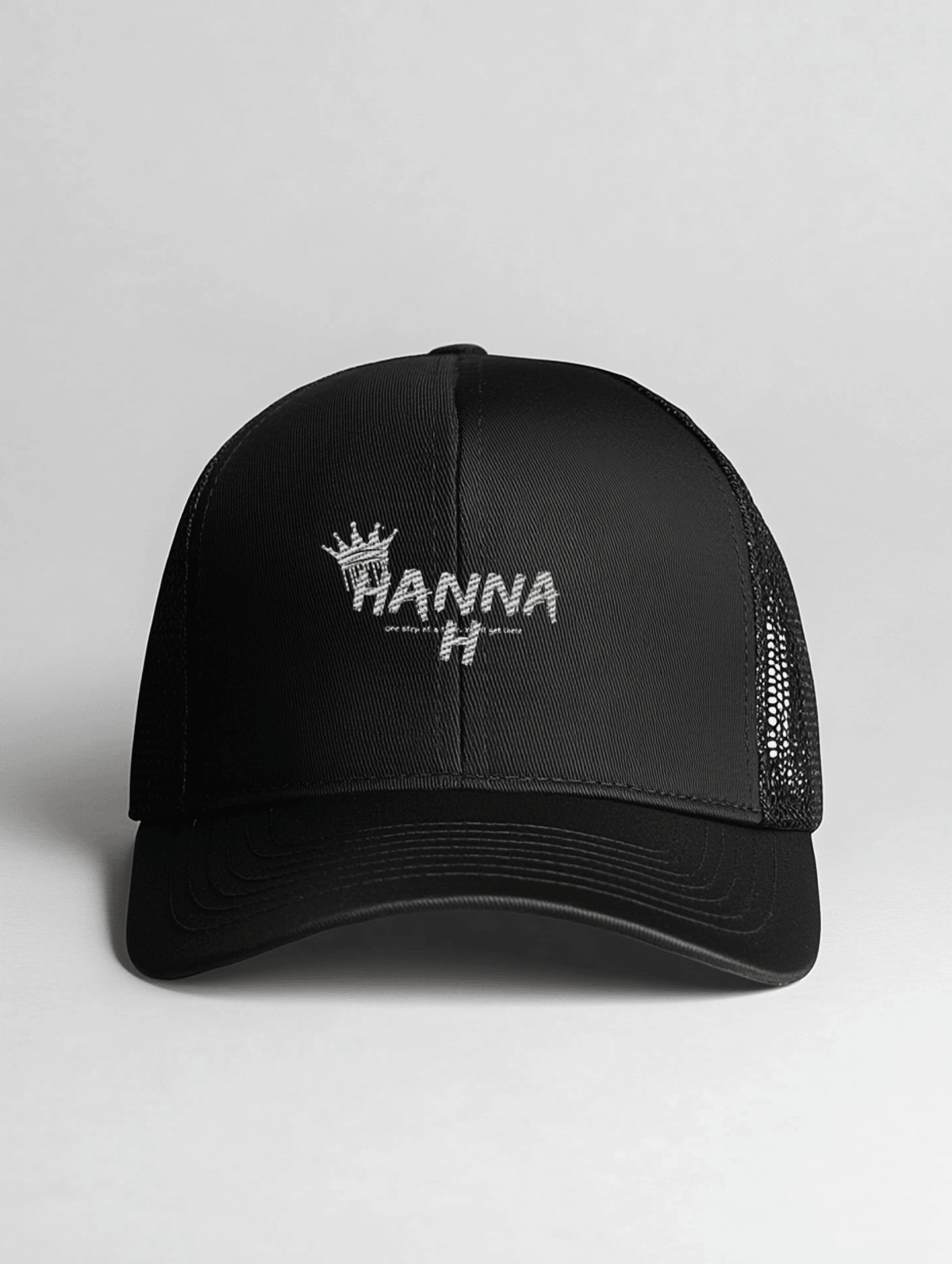 HANNAH's Black Hat with Gold Crown Design