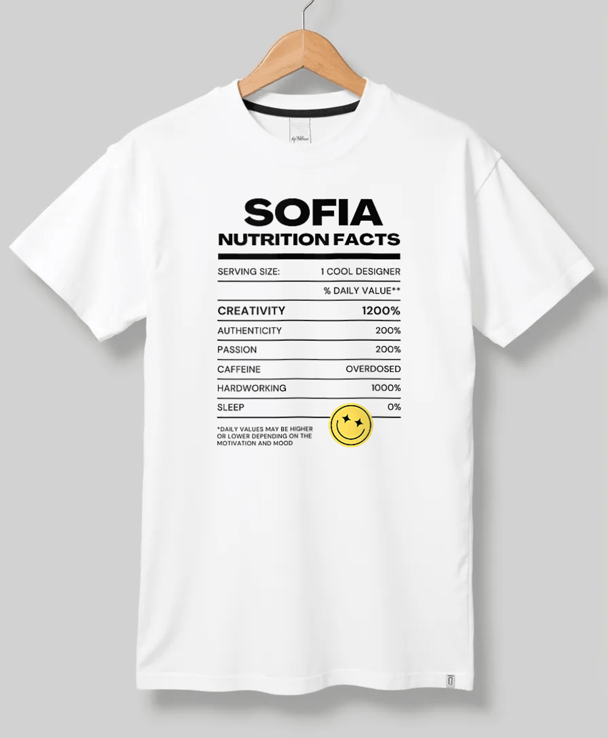 SOFIA's Personalized Nutrition Facts T-shirt