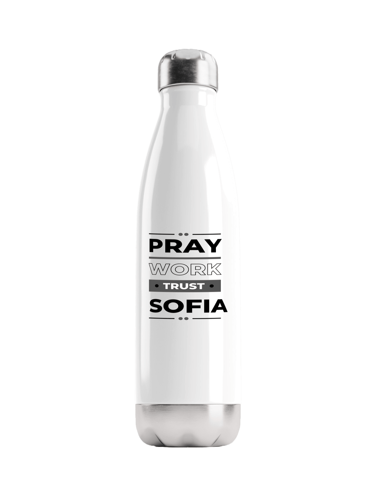 SOFIA Personalized Water Bottle - Pray, Work, Trust