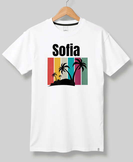 SOFIA's Tropical Charm T-Shirt with Palm Design