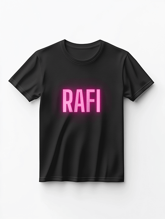Personalized RAFI's Bold "RAFI" T-Shirt in Vibrant Pink & Green