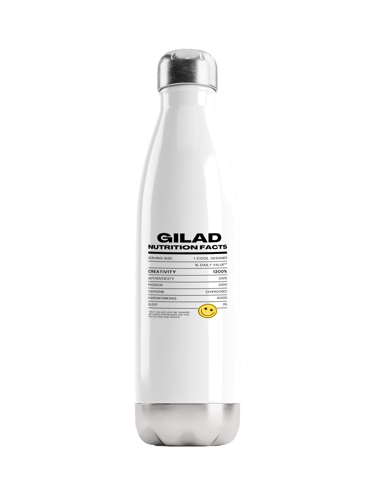 GILAD's Personalized Nutrition Facts Water Bottle