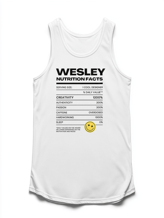 WESLEY's 'Nutrition Facts' Personalized Tank Top