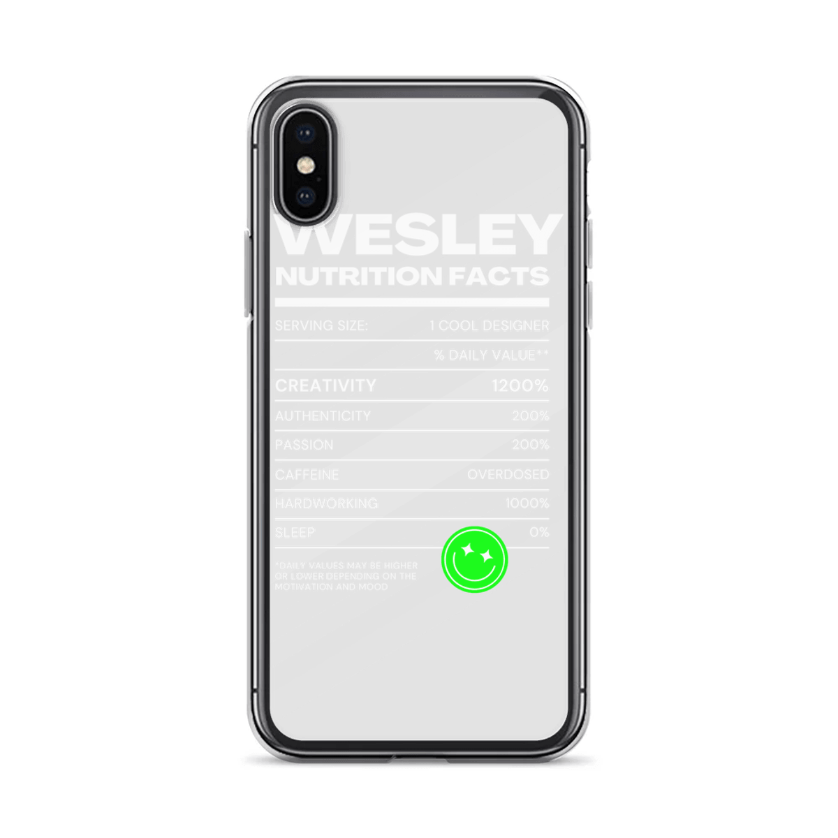 WESLEY Nutrition Facts Personalized Phone Case