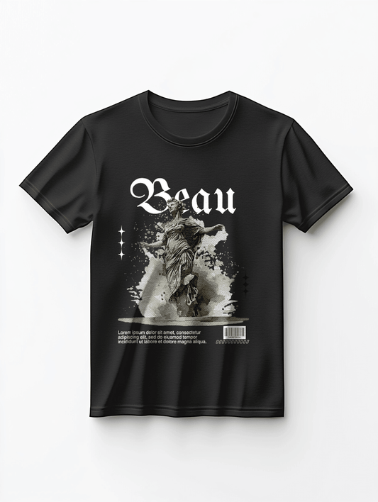 BEAU" Personalized Black T-Shirt with Unique Artistic Design - Customize with BEAU
