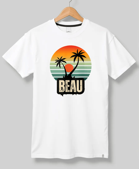 Custom BEAU Tropical Sunset BEAU T-Shirt: Embrace Personal Style