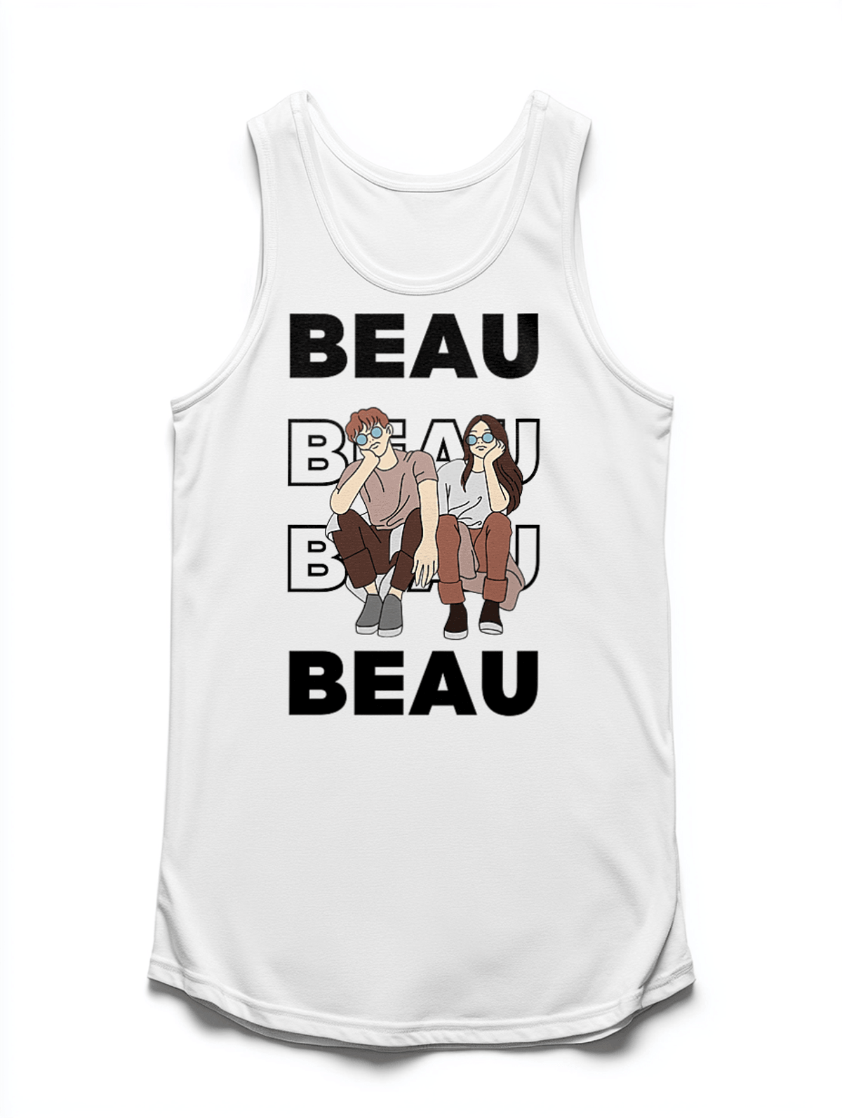 Stylish Personalized BEAU Tank Top with Cool Character Design