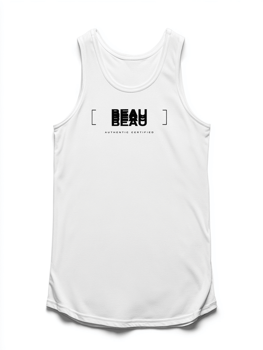 Modern BEAU Tank Top with Personalized Black Lettering