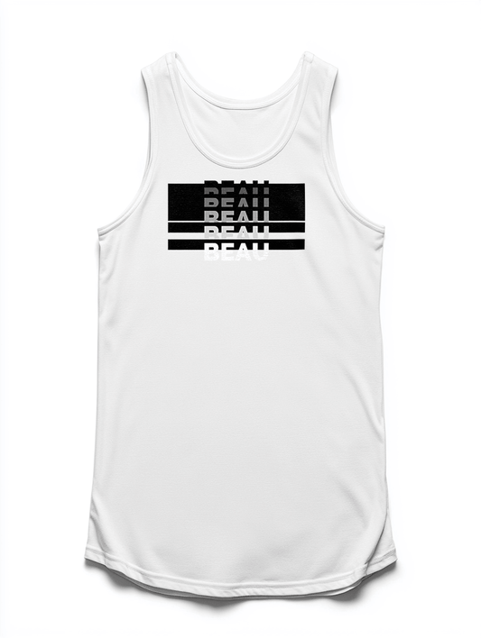 Bold BEAU Custom White Tank Top With Striking Minimalist Design