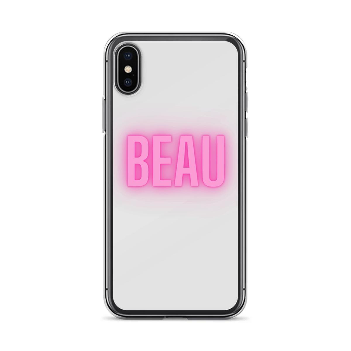 Personalized "BEAU" Phone Case - Vibrant Pink with Green Outline