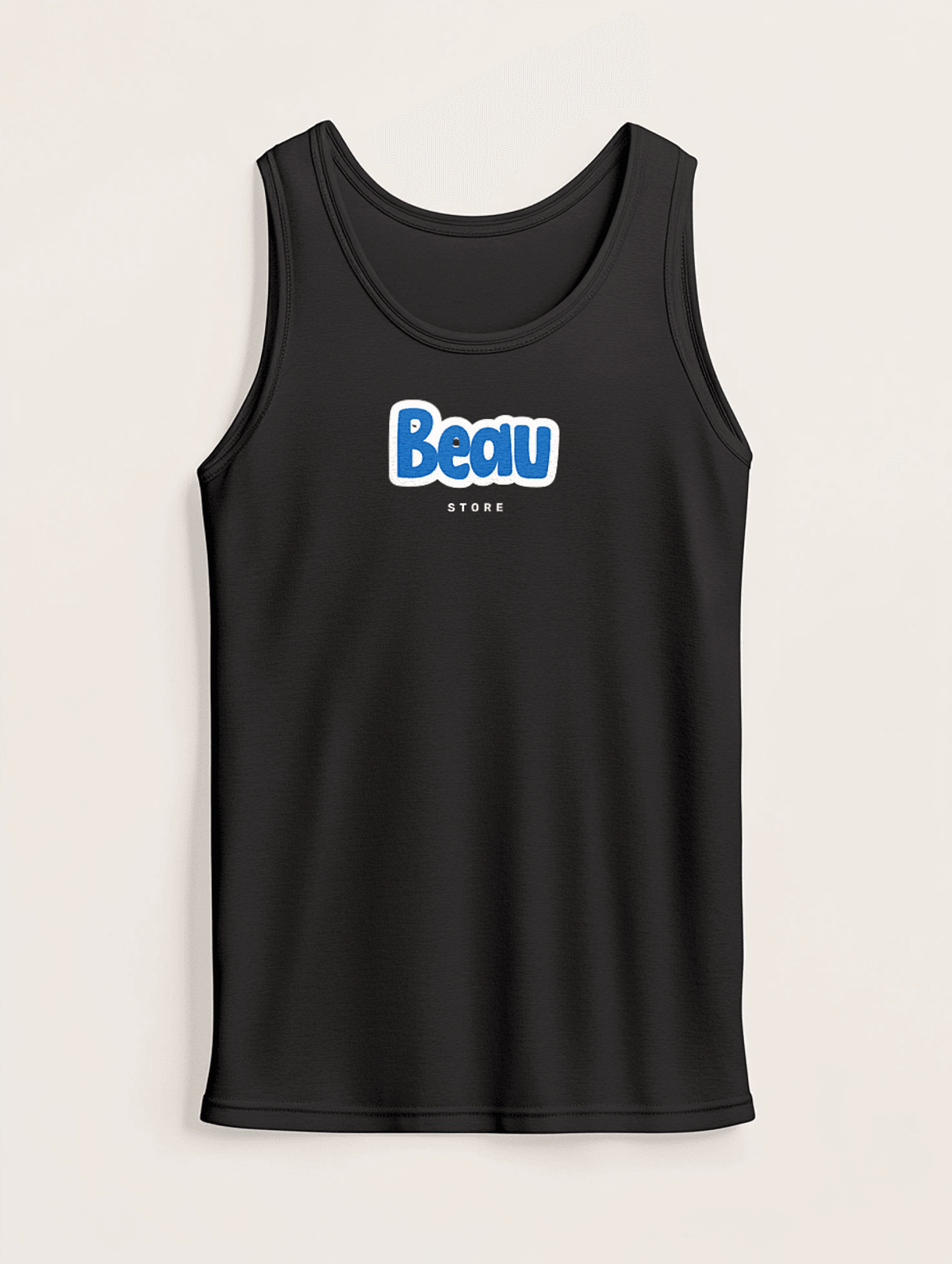 Personalized BEAU Retro Style Tank Top in Vibrant Blue & White