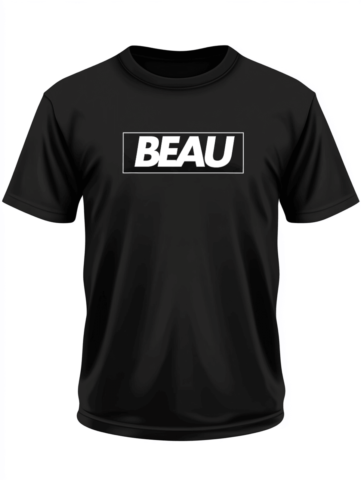 Custom BEAU Sleek Black T-Shirt with Bold BEAU Statement
