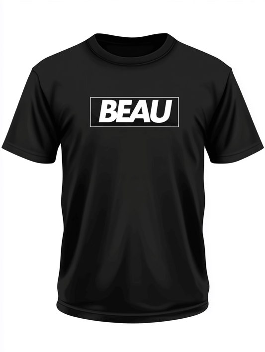 Custom BEAU Sleek Black T-Shirt with Bold BEAU Statement