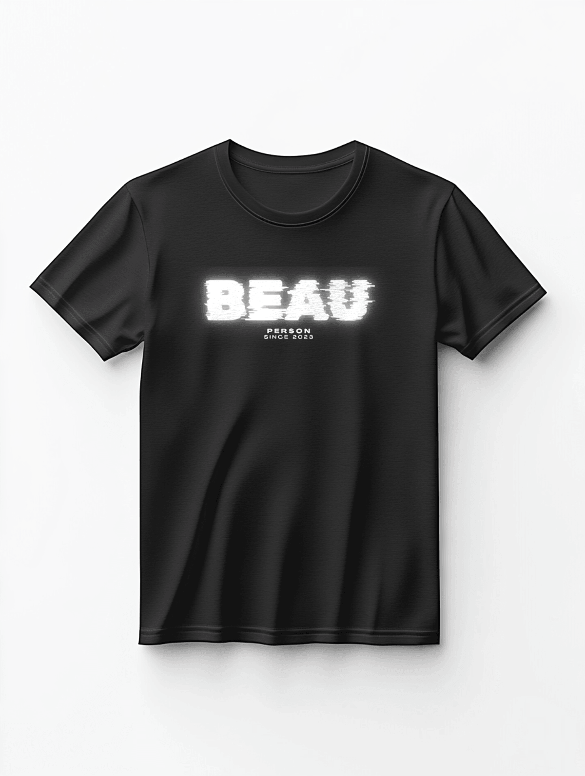 Personalized Black T-shirt with Artful BEAU Design and Inspiring Quote