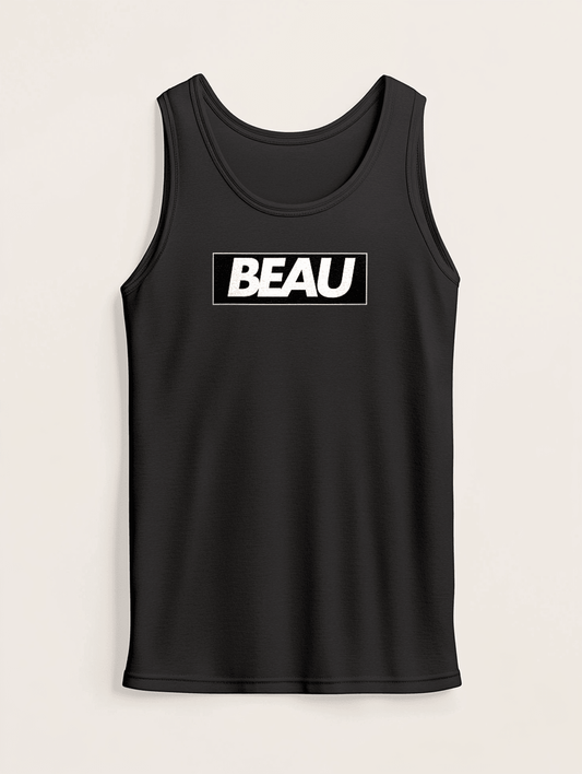 BEAU Personalized Tank Top - Sleek Black with Bold BEAU Design